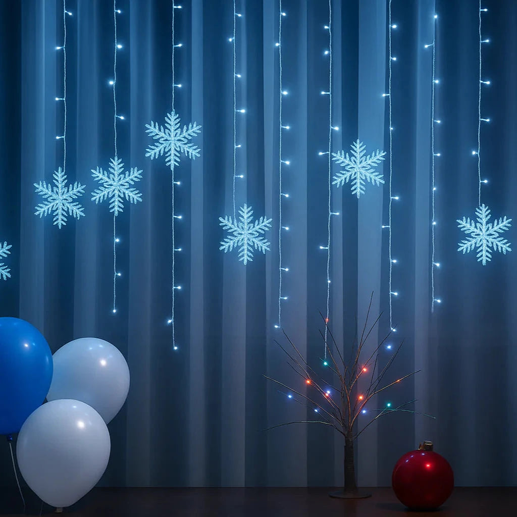 Luzes de cortina brilhantes de inverno