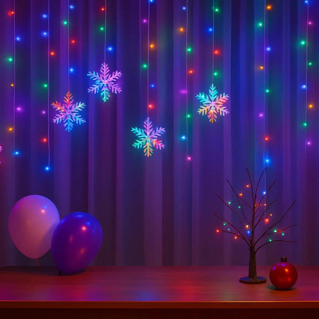 Luzes de cortina brilhantes de inverno